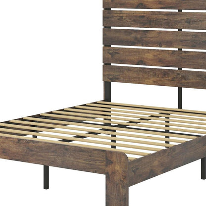 Dark Brown And Black Solid Wood And Metal Full Bed Frame HomeRoots