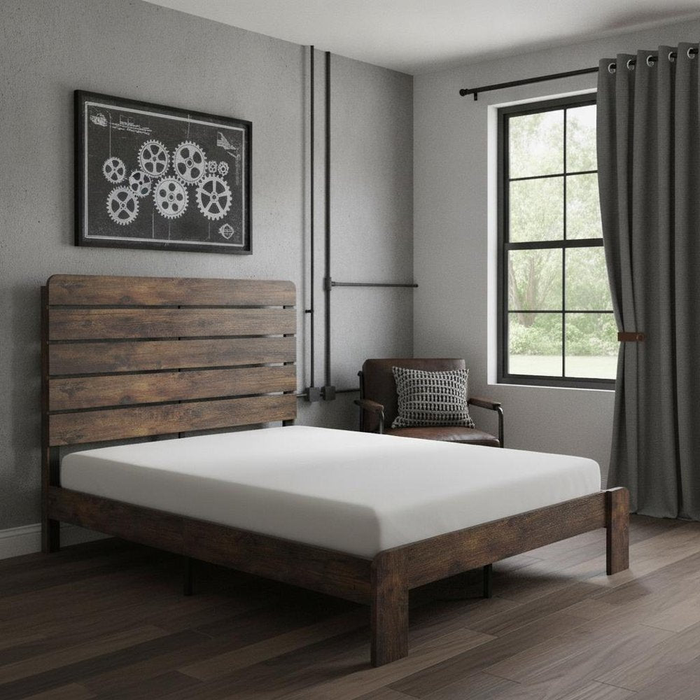 Dark Brown And Black Solid Wood And Metal Full Bed Frame HomeRoots