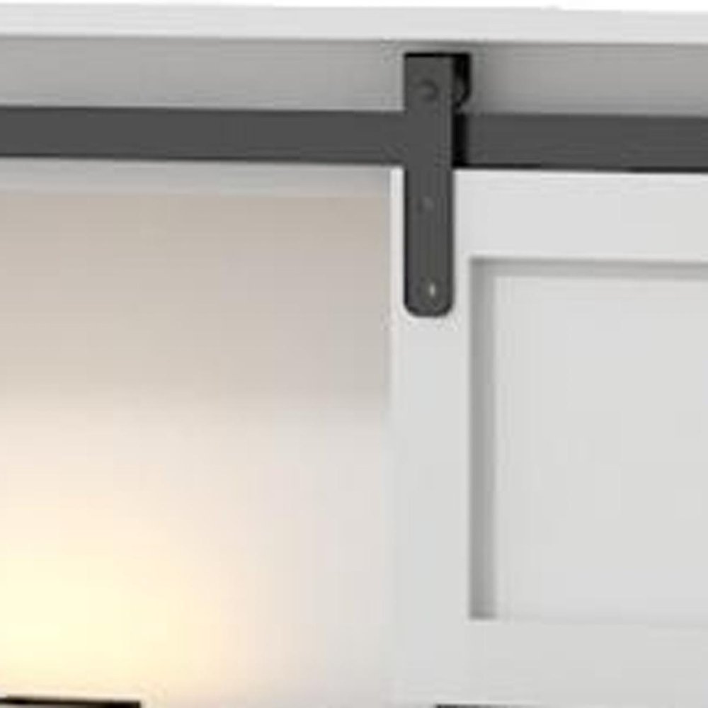 White Metal Queen Bed Frame With USB — view 5
