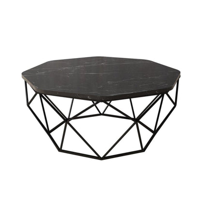 36" Black Melamine Veneer And Steel Octagon Frame Coffee Table HomeRoots