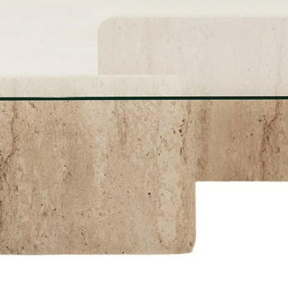 42" Stone Glass And Wood Block Coffee Table HomeRoots