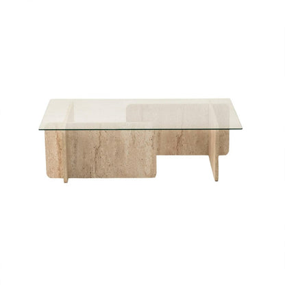 42" Stone Glass And Wood Block Coffee Table HomeRoots