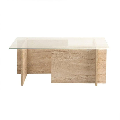 42" Unfinished Glass And Wood Block Coffee Table HomeRoots