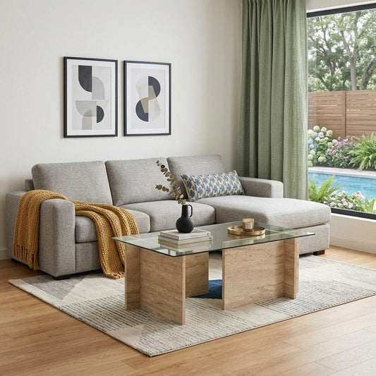 42" Unfinished Glass And Wood Block Coffee Table HomeRoots