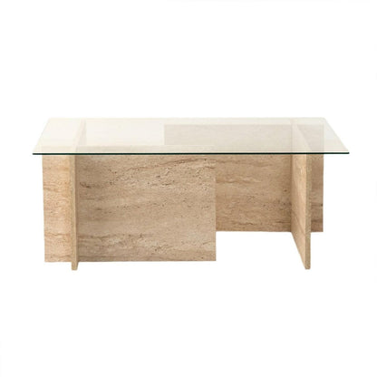 42" Unfinished Glass And Wood Block Coffee Table HomeRoots