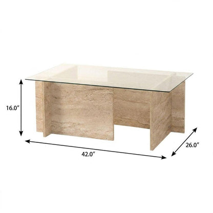 42" Unfinished Glass And Wood Block Coffee Table HomeRoots
