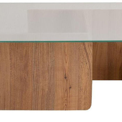 42" Unfinished Glass And Wood Double Pedestal Coffee Table HomeRoots