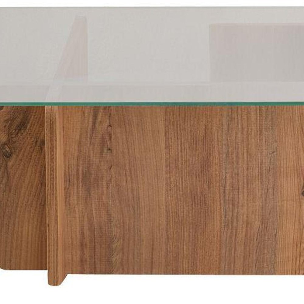 42" Unfinished Glass And Wood Double Pedestal Coffee Table HomeRoots