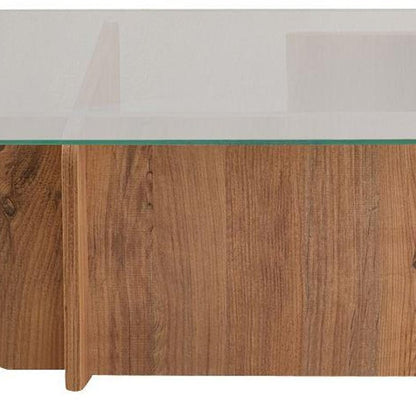 42" Unfinished Glass And Wood Double Pedestal Coffee Table HomeRoots