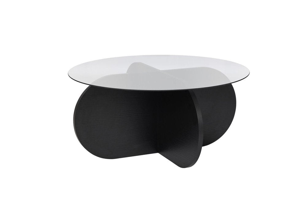 30" Unfinished Glass And Wood Round Abstract Coffee Table HomeRoots