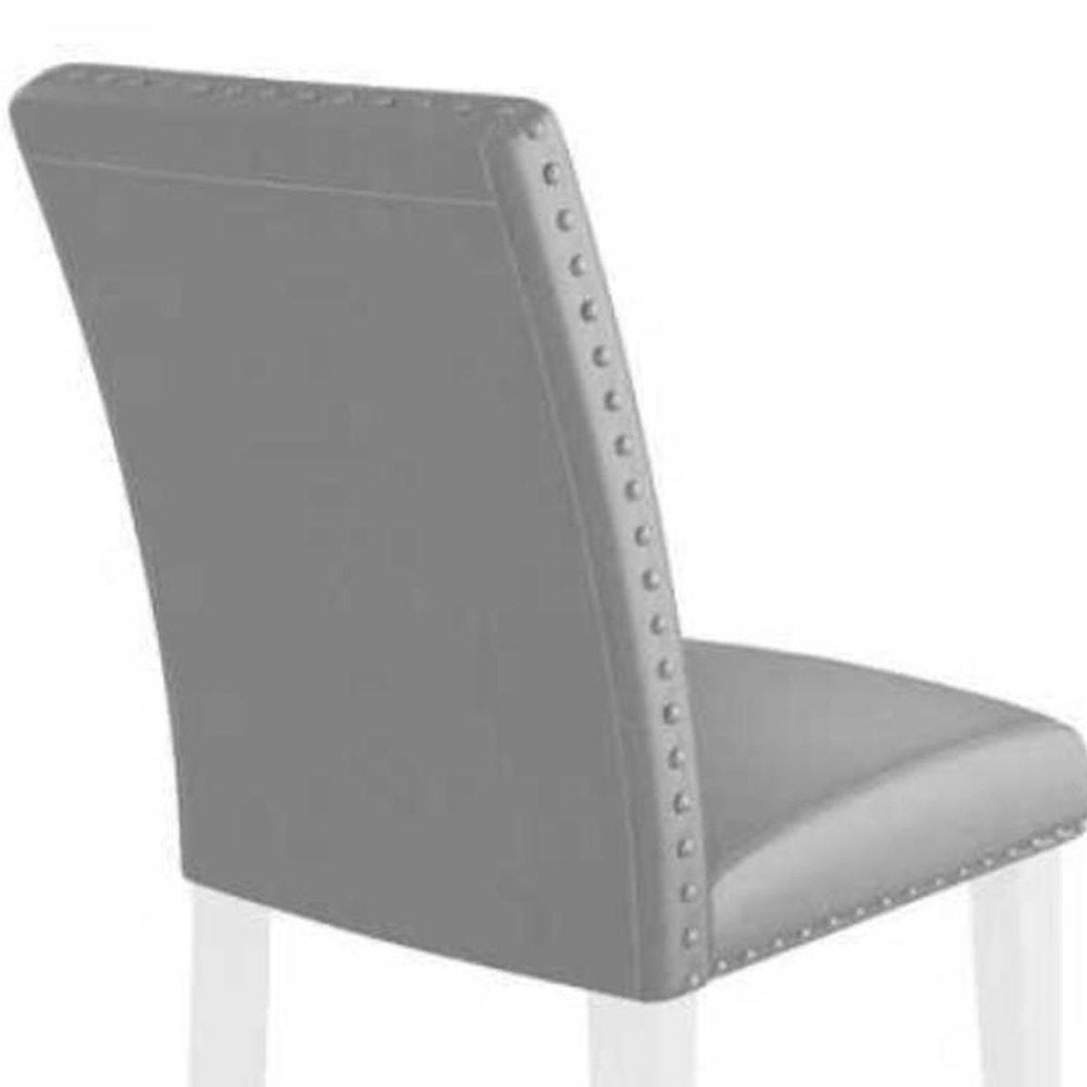 Set of Two Light Gray And White Fabric And Faux Leather And Wood Dining Side Chairs HomeRoots