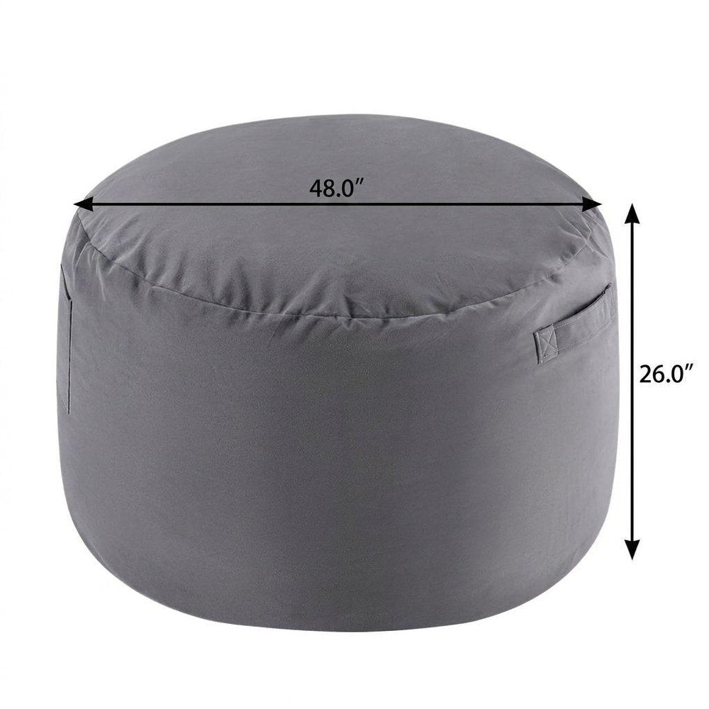 48" Gray Upholstered Bean Bag Chair — view 2
