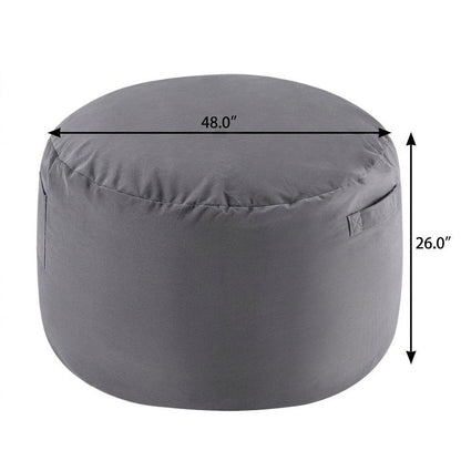 48" Gray Upholstered Bean Bag Chair