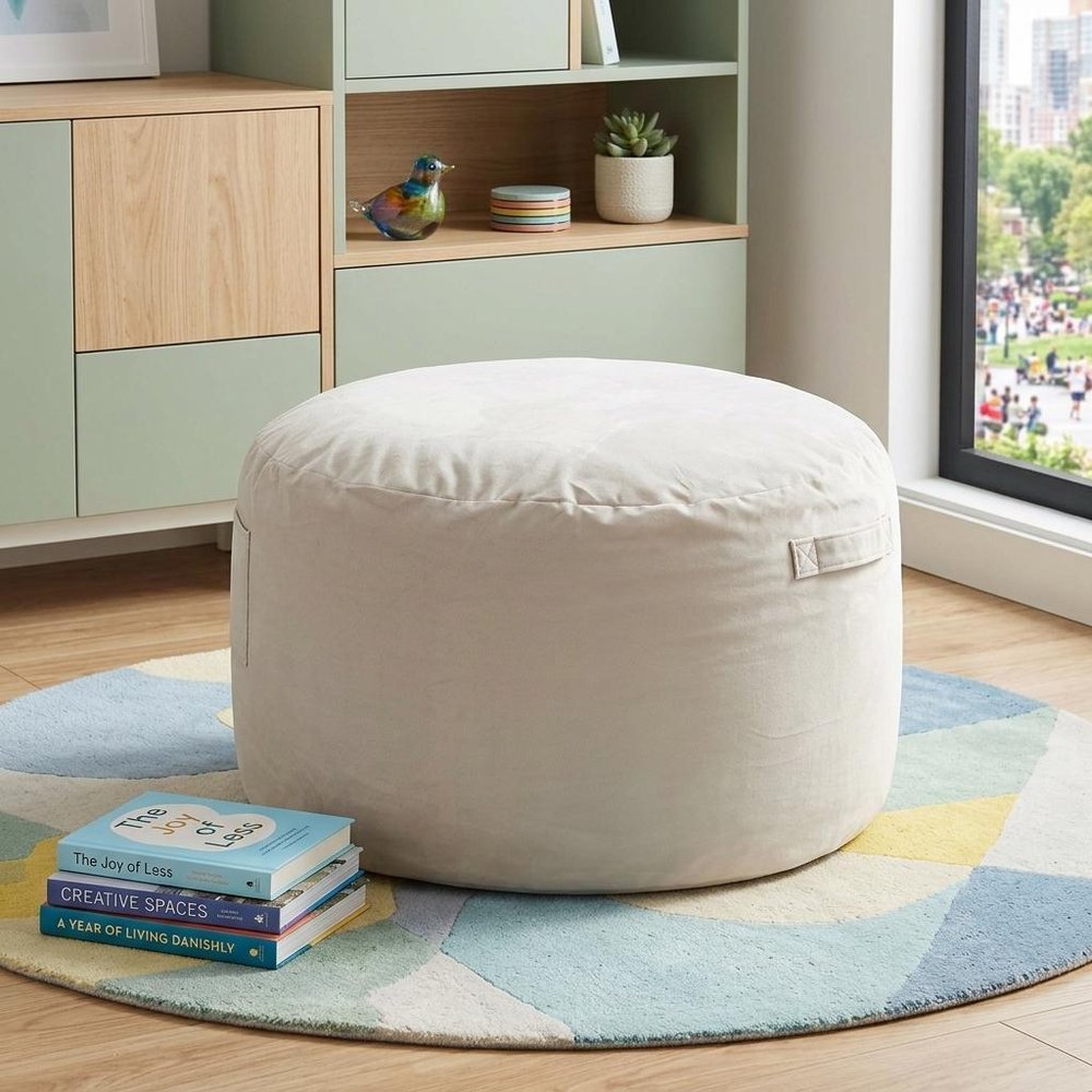 48" Gray Upholstered Bean Bag Chair