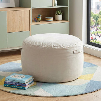 48" Gray Upholstered Bean Bag Chair