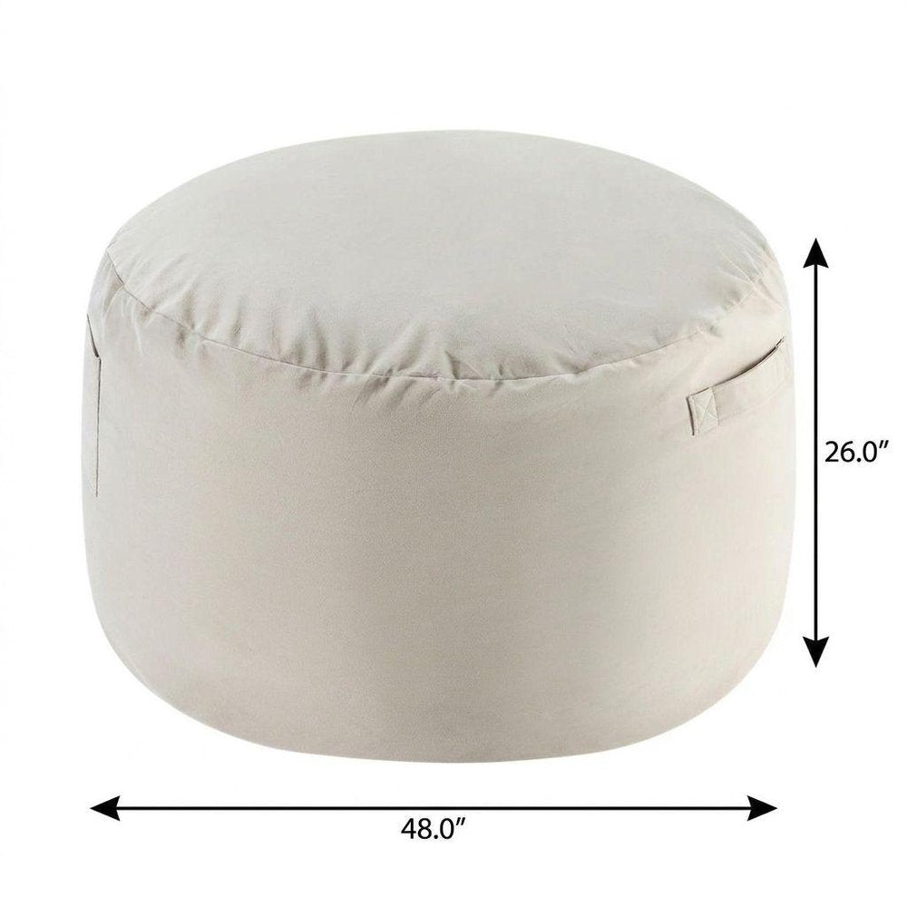 48" White Upholstered Bean Bag Chair — view 7