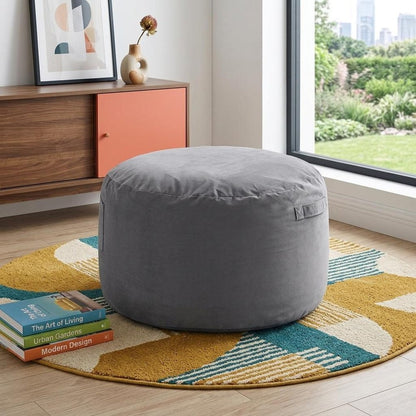 36" Gray Upholstered Bean Bag Chair HomeRoots