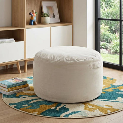 36" Gray Upholstered Bean Bag Chair HomeRoots