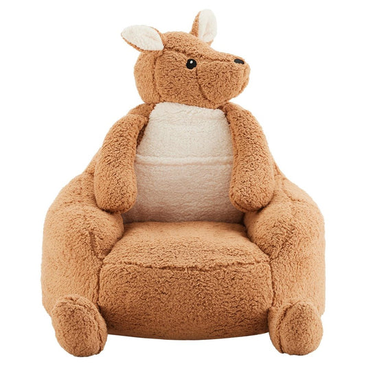 31" Brown And White Velvet Animal Print Reclining Bean Bag Chair