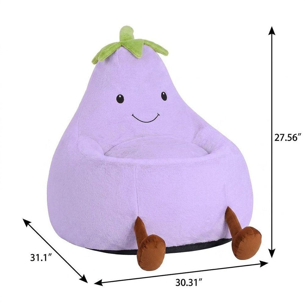 30" Purple Faux Fur Reclining Bean Bag Chair HomeRoots
