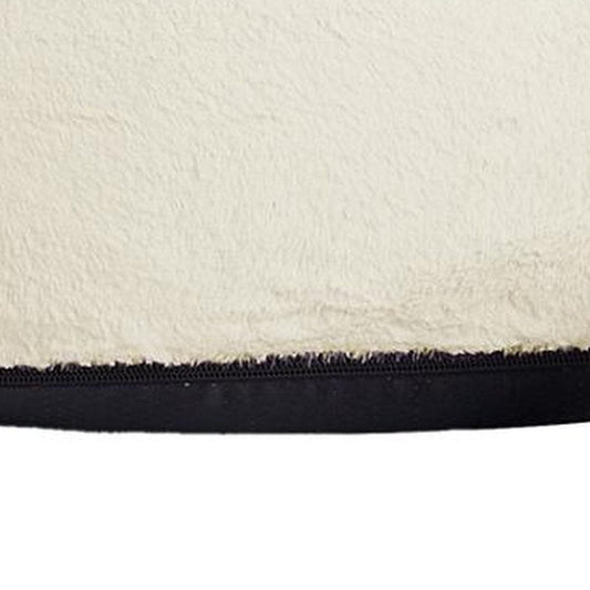 30" Beige Faux Fur Reclining Bean Bag Chair