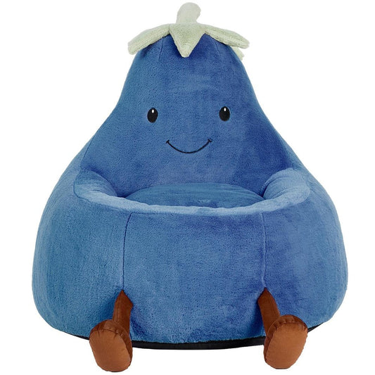 30" Dark Blue Faux Fur Reclining Bean Bag Chair