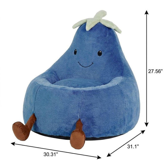 30" Dark Blue Faux Fur Reclining Bean Bag Chair