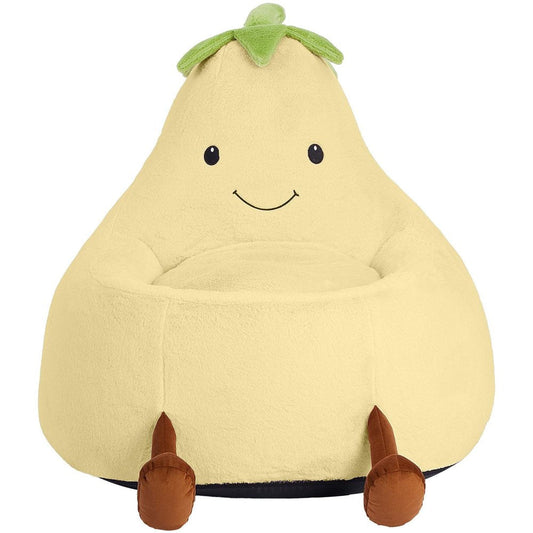30" Yellow Faux Fur Reclining Bean Bag Chair HomeRoots