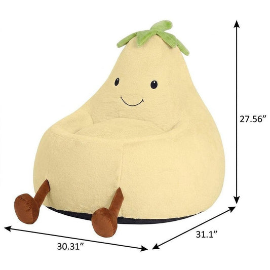 30" Yellow Faux Fur Reclining Bean Bag Chair