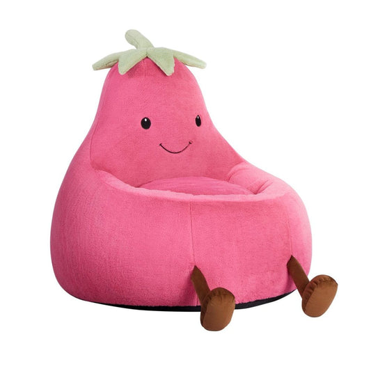 30" Red Faux Fur Reclining Bean Bag Chair