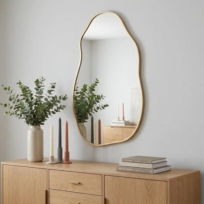 30" Black Aluminum Abstract Geometric Framed Accent Mirror HomeRoots