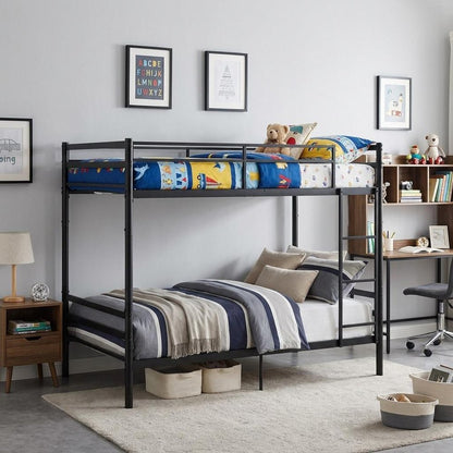 Black Twin Over Twin Metal Bunk Bed HomeRoots
