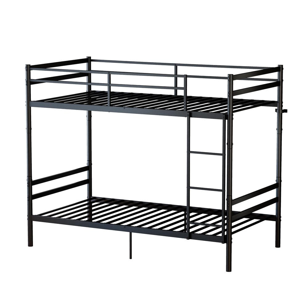 Black Twin Over Twin Metal Bunk Bed — view 3