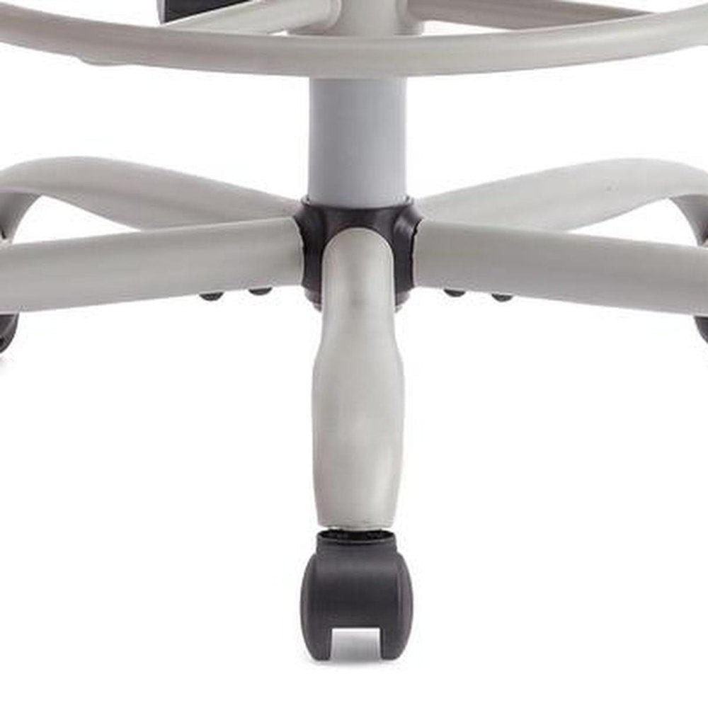 Gray And White Swivel Rolling Drafting Chair With Footrest — view 5