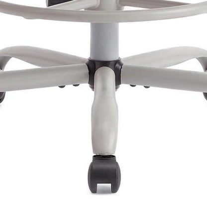 Gray And White Swivel Rolling Drafting Chair With Footrest HomeRoots