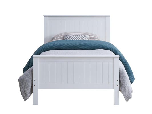 White Shiplap Texture Wood Twin Bed Frame