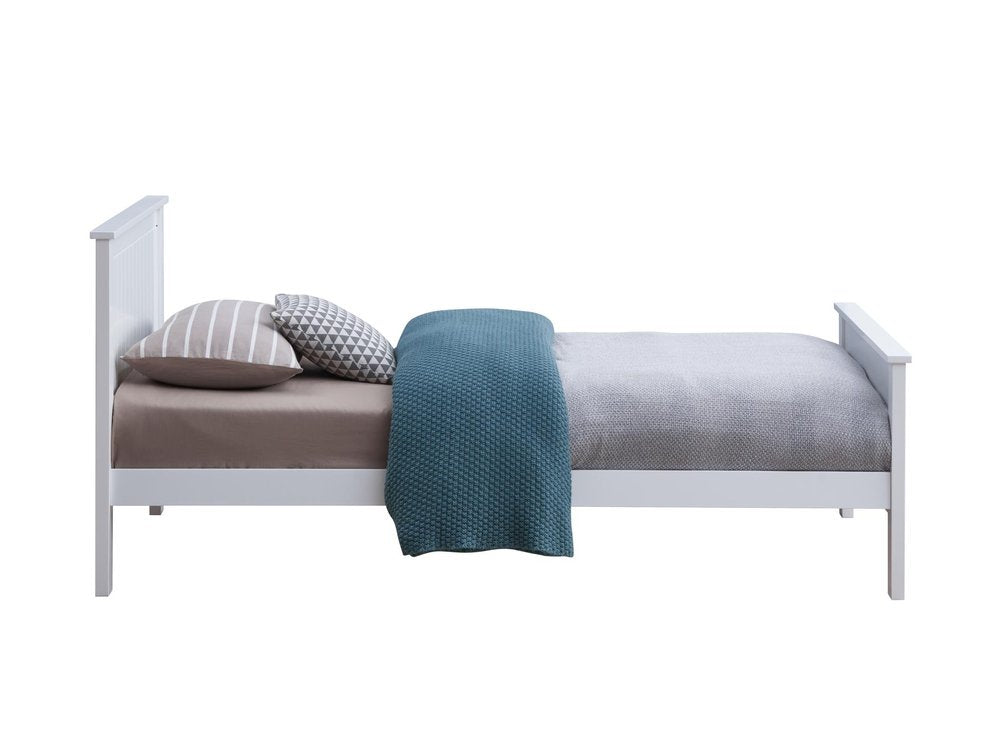 White Shiplap Texture Wood Twin Bed Frame HomeRoots