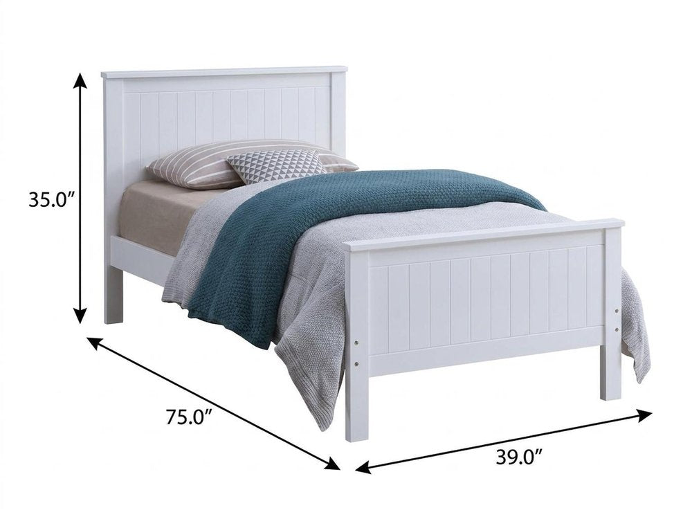 White Shiplap Texture Wood Twin Bed Frame HomeRoots