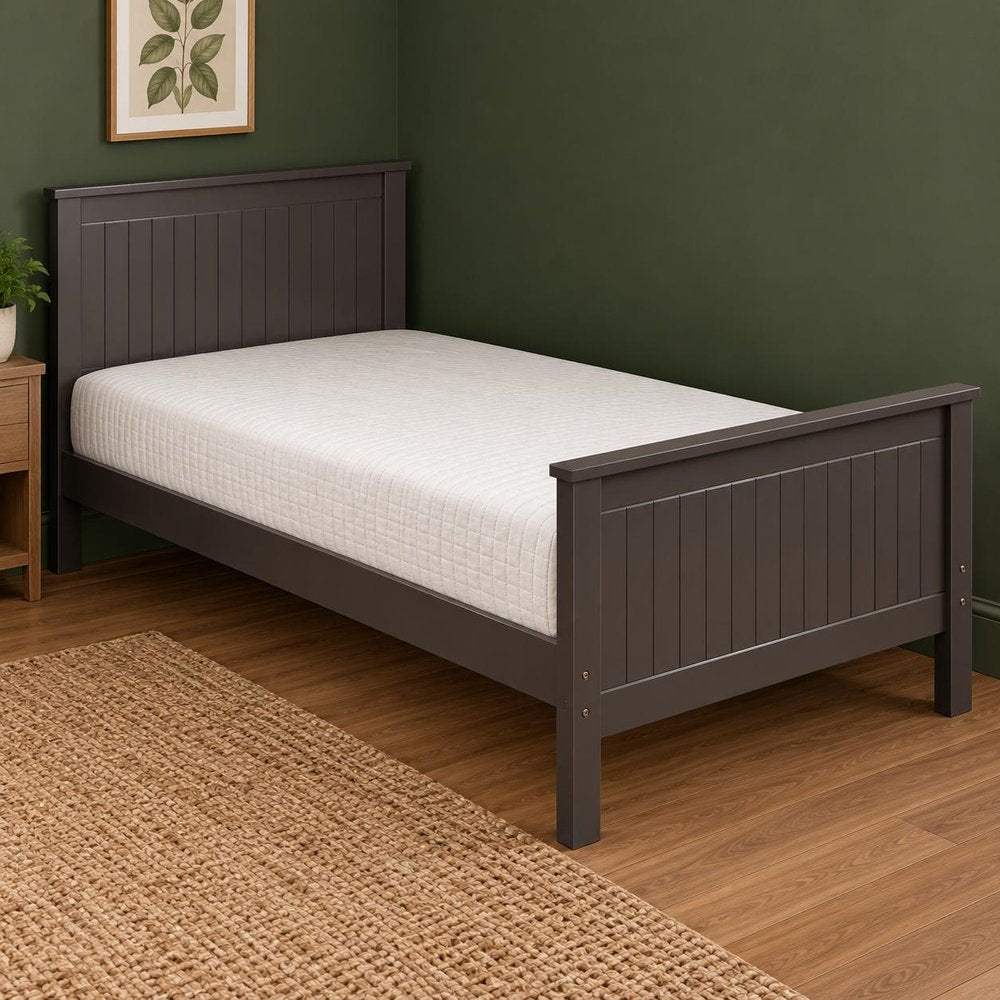 Chocolate Shiplap Texture Wood Twin Bed Frame