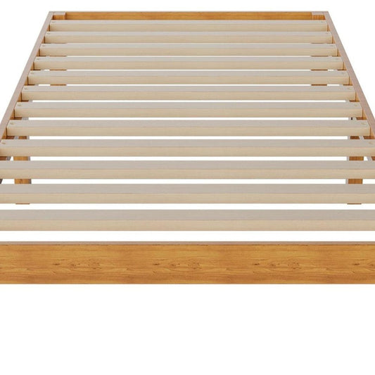 Brown Solid Wood King Bed Frame