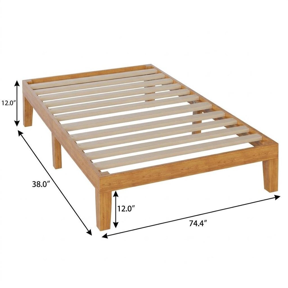 Brown Solid Wood King Bed Frame