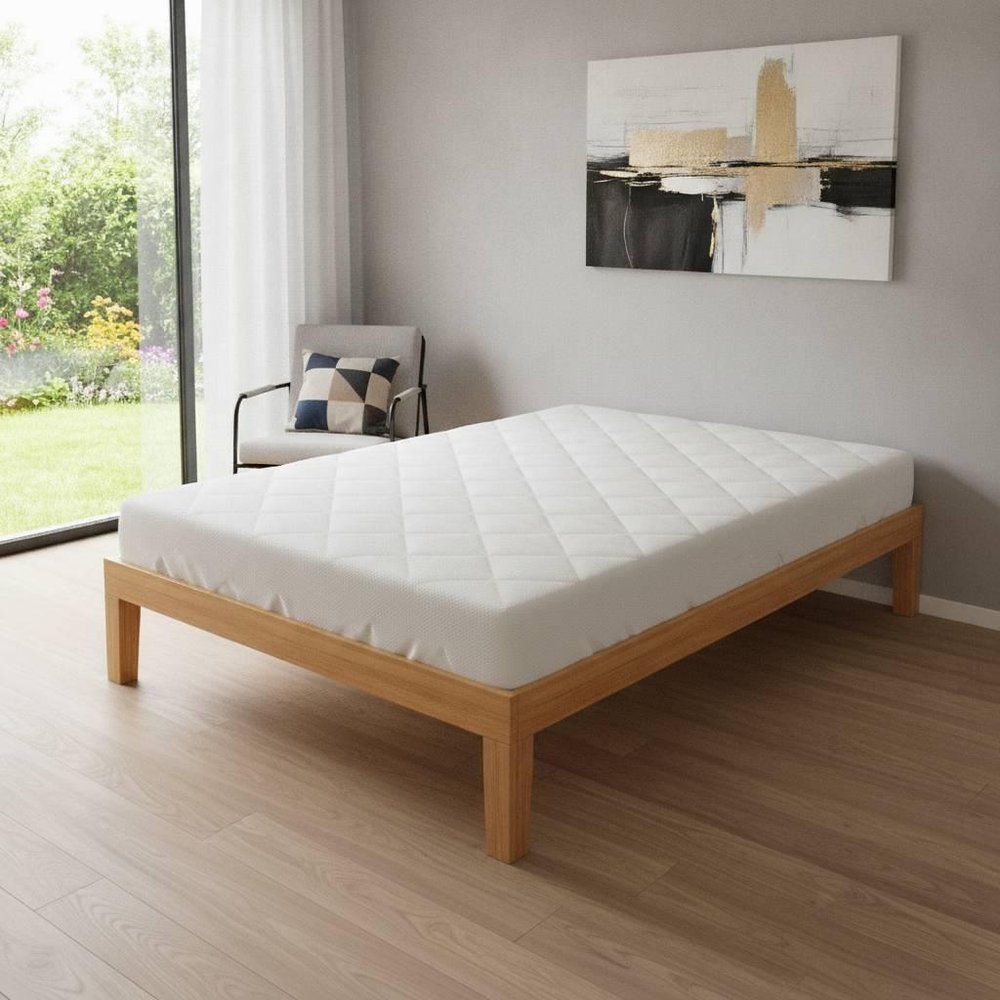Brown Solid Wood King Bed Frame
