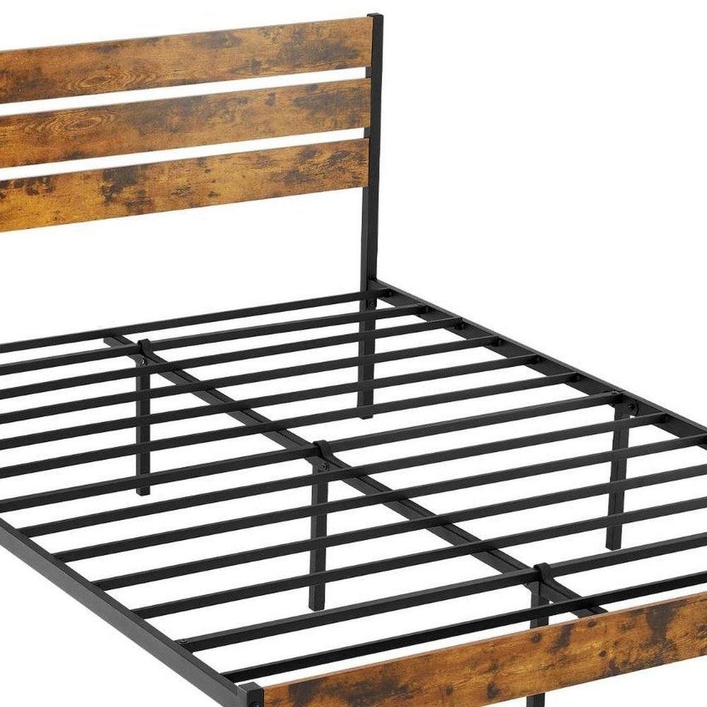 Black And Brown Wood And Metal Twin Bed Frame — view 11
