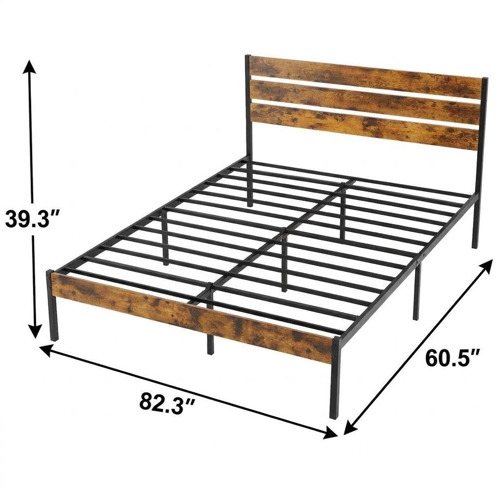 Black And Brown Wood And Metal Twin Bed Frame HomeRoots