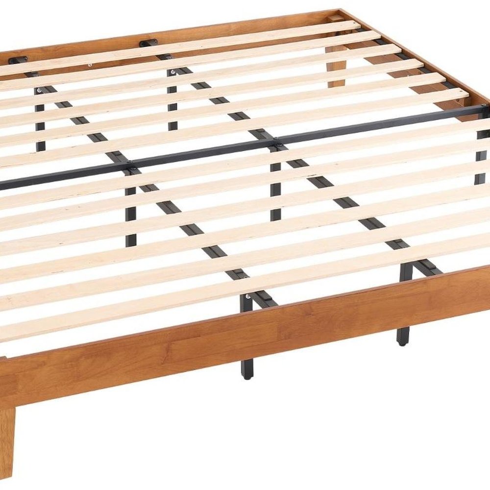 Brown Solid Wood King Bed Frame — view 4