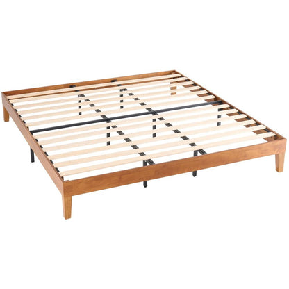 Brown Solid Wood King Bed Frame