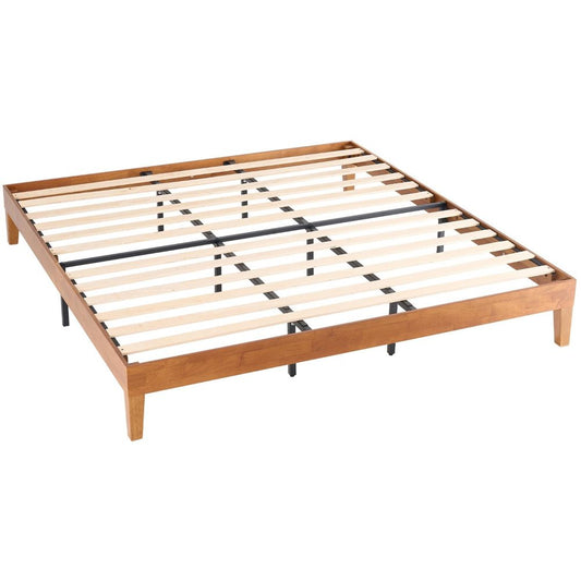 Brown Solid Wood King Bed Frame