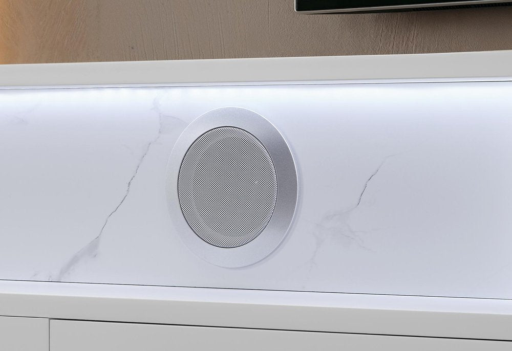 87" White Faux Crystals Wood Storage Cabinet Electric Fireplace With LED And Speaker HomeRoots