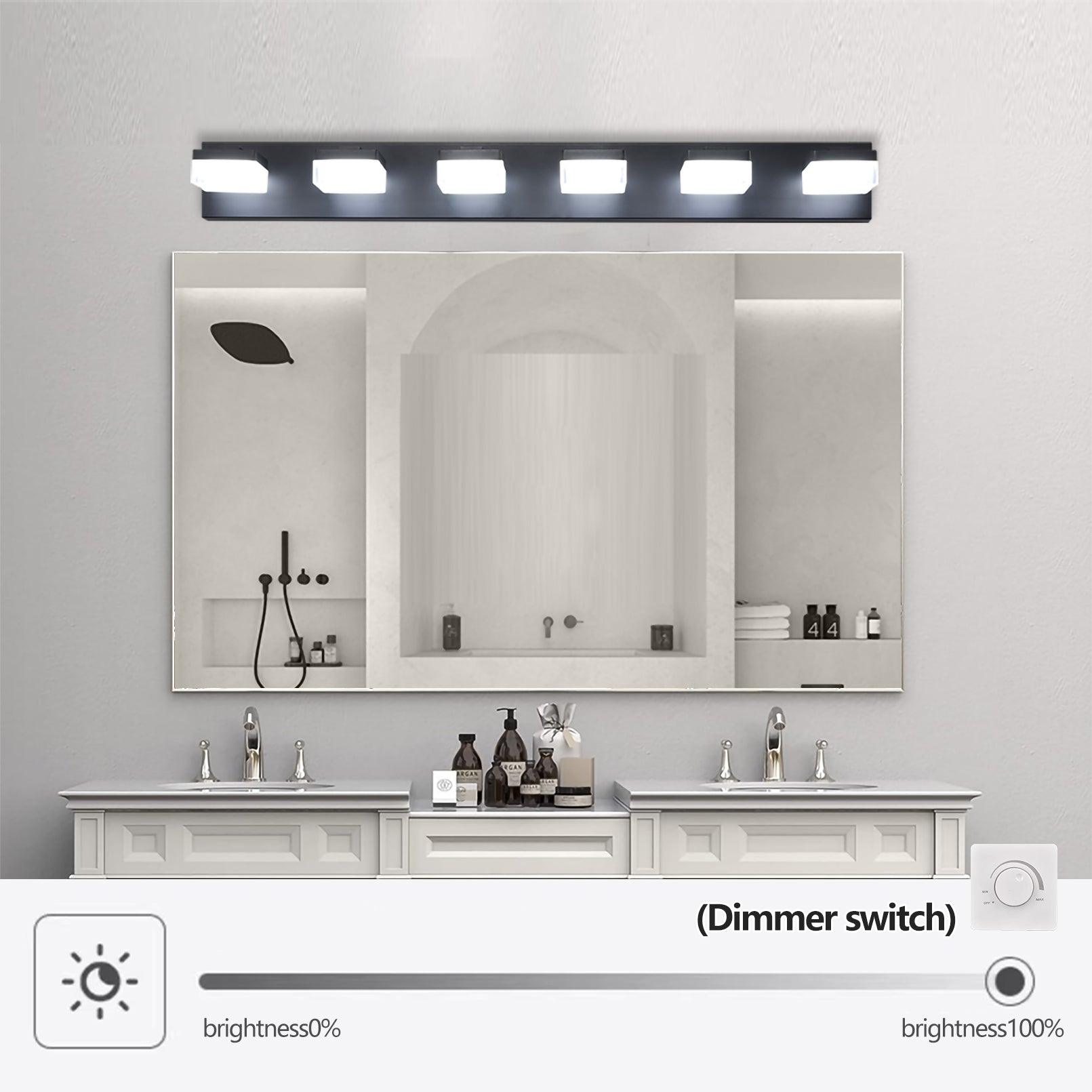 Modern 6-Light Black LED Vanity Mirror Light Fixture For Bathrooms And Makeup Tables - FurniFindUSA