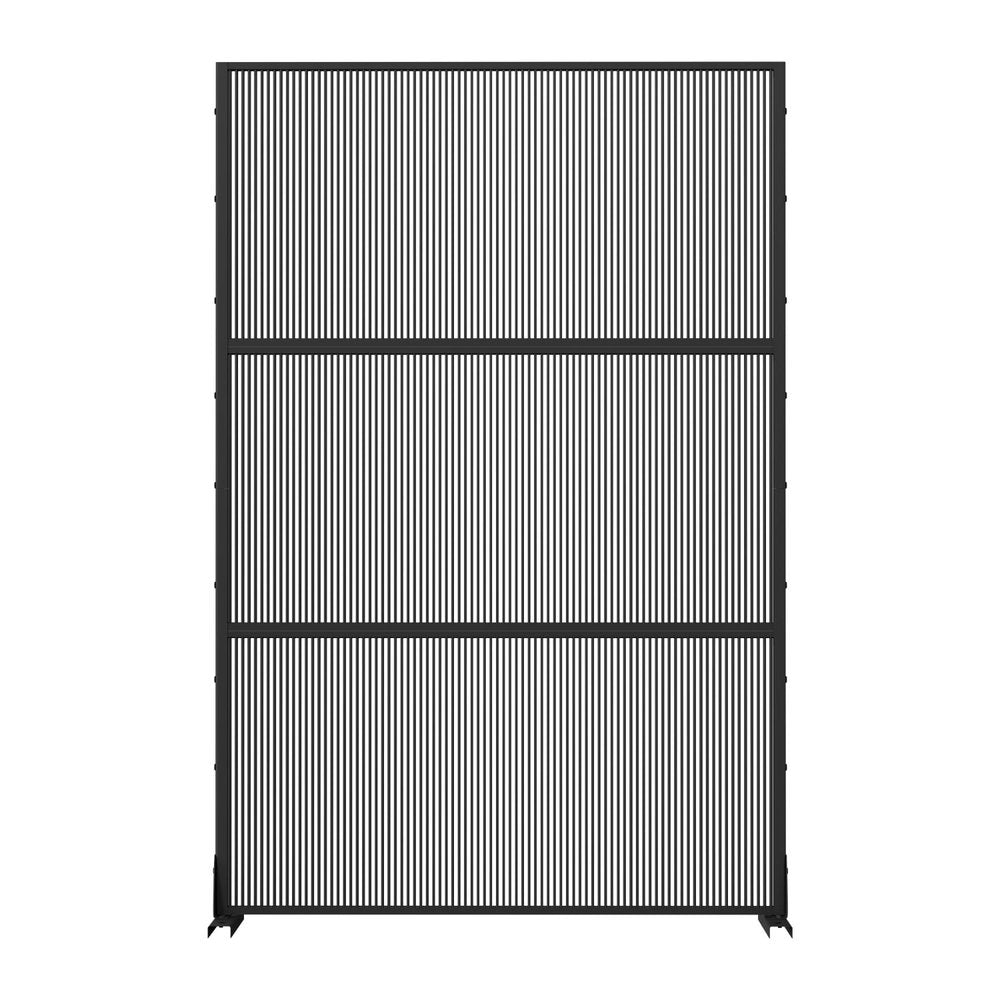 72" Black Geometric Steel Three Panel Outdoor Privacy Screen — view 1